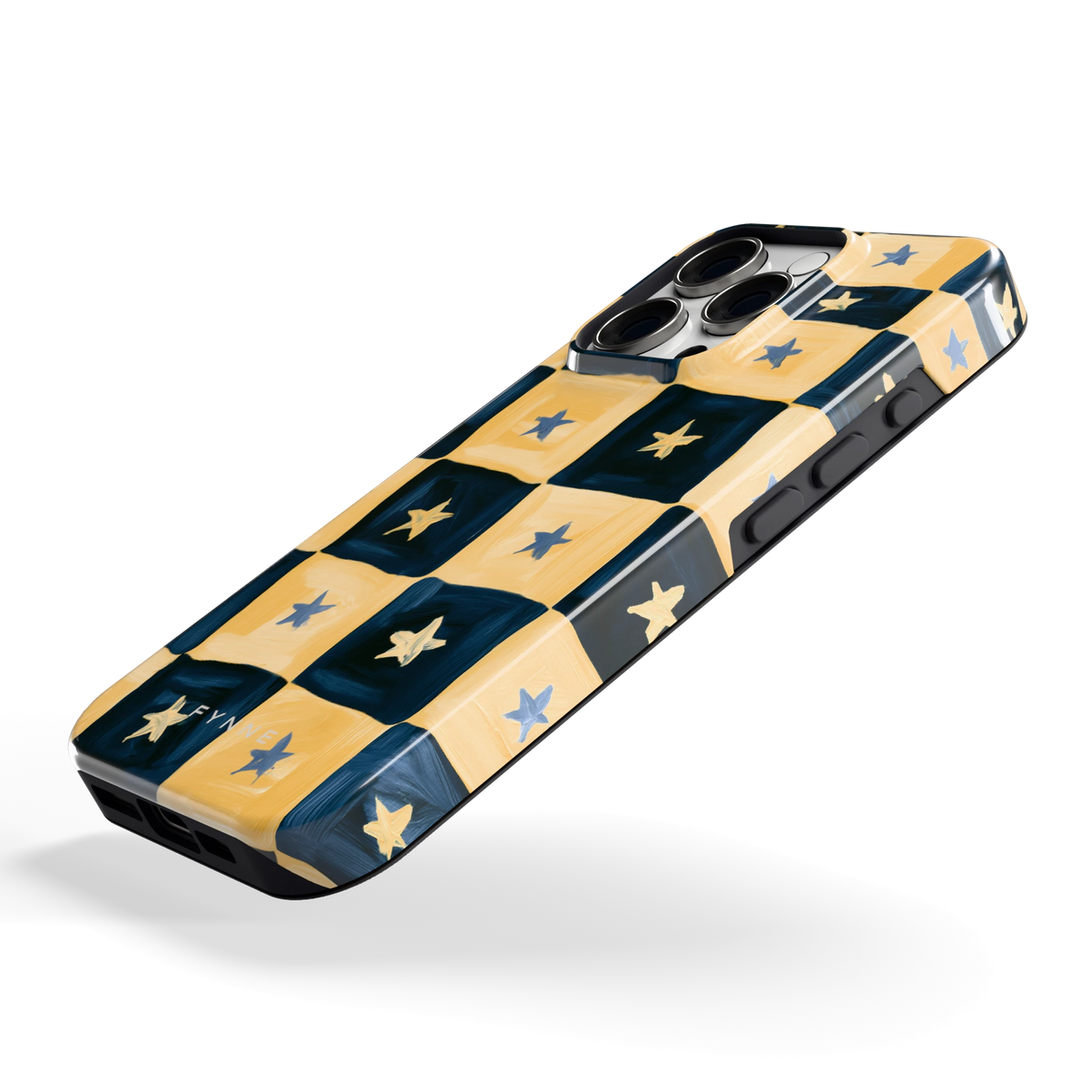 Sterrendambord hoesje voor iPhone 16 Pro, schuin