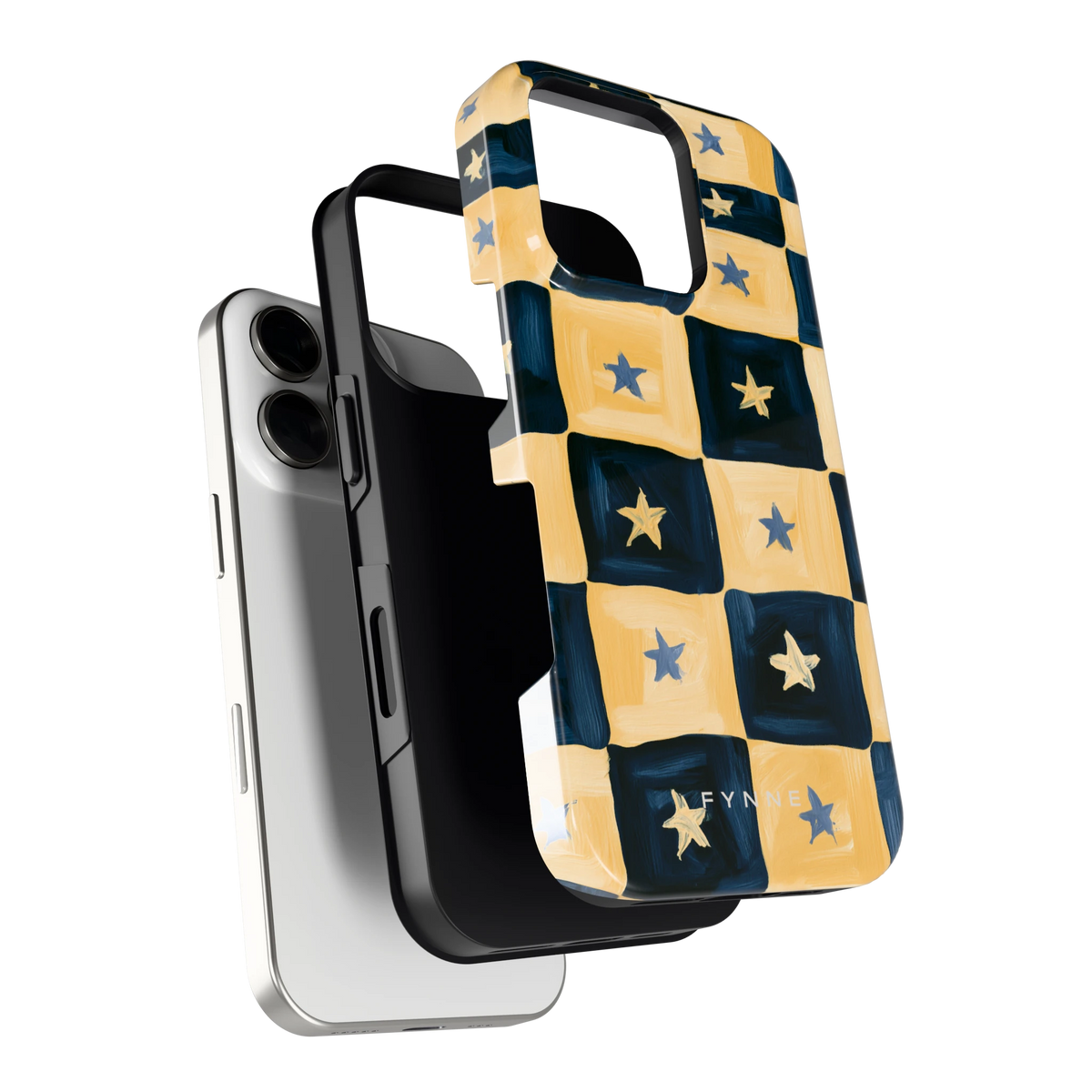 Sterrendambord hoesje voor iPhone 16 Pro, los van de telefoon
