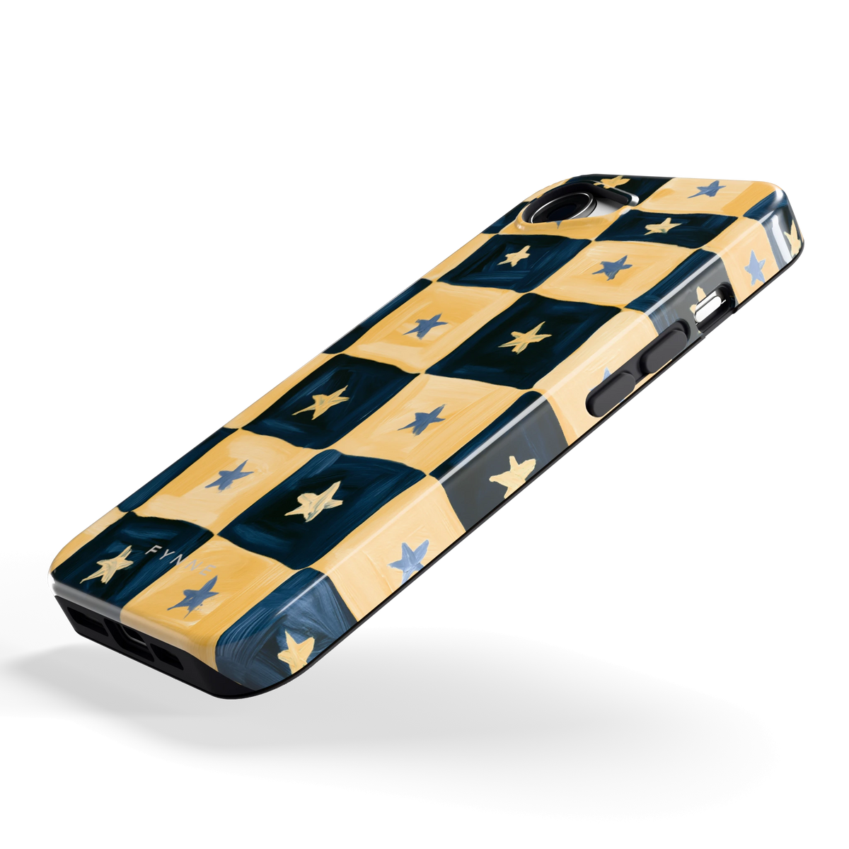 Sterrendambord hoesje voor iPhone 16e, schuin