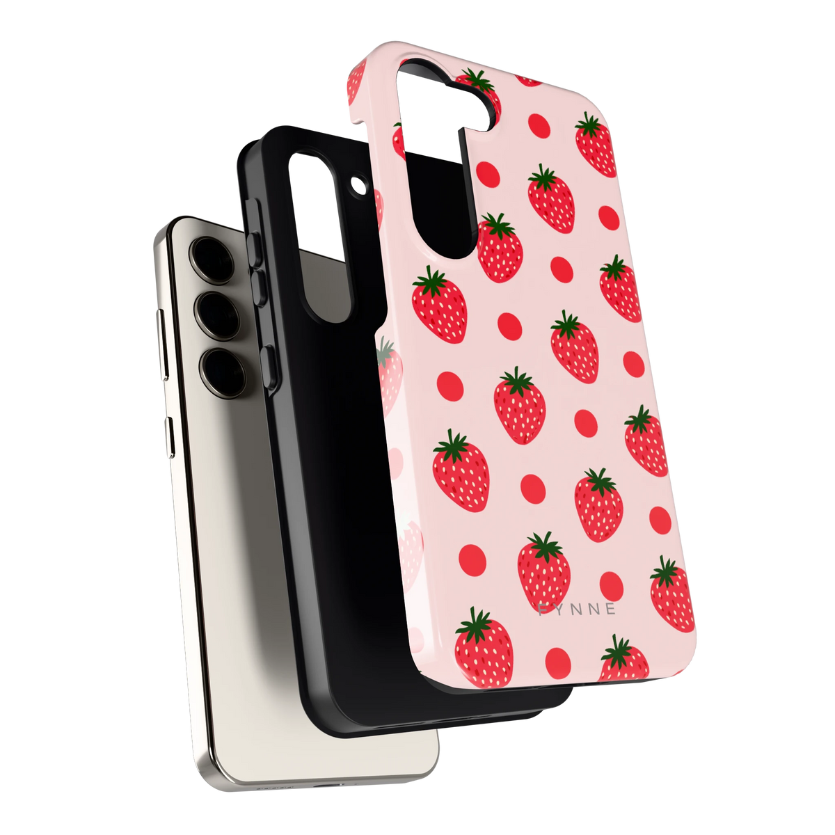 Aardbeien en Stippen hoesje voor Galaxy S23, los van de telefoon