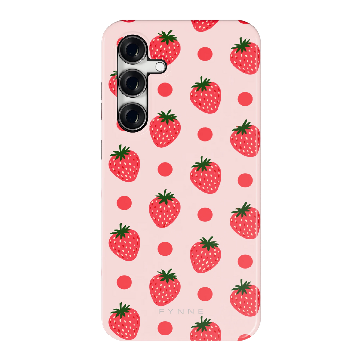 Aardbeien en Stippen hoesje voor Galaxy S24 FE, achterkant