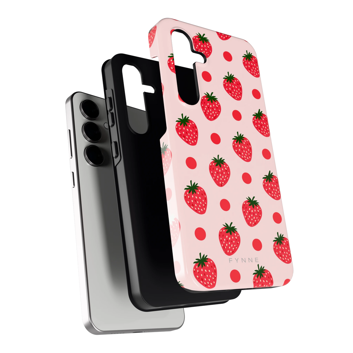 Aardbeien en Stippen hoesje voor Galaxy S24 FE, los van de telefoon