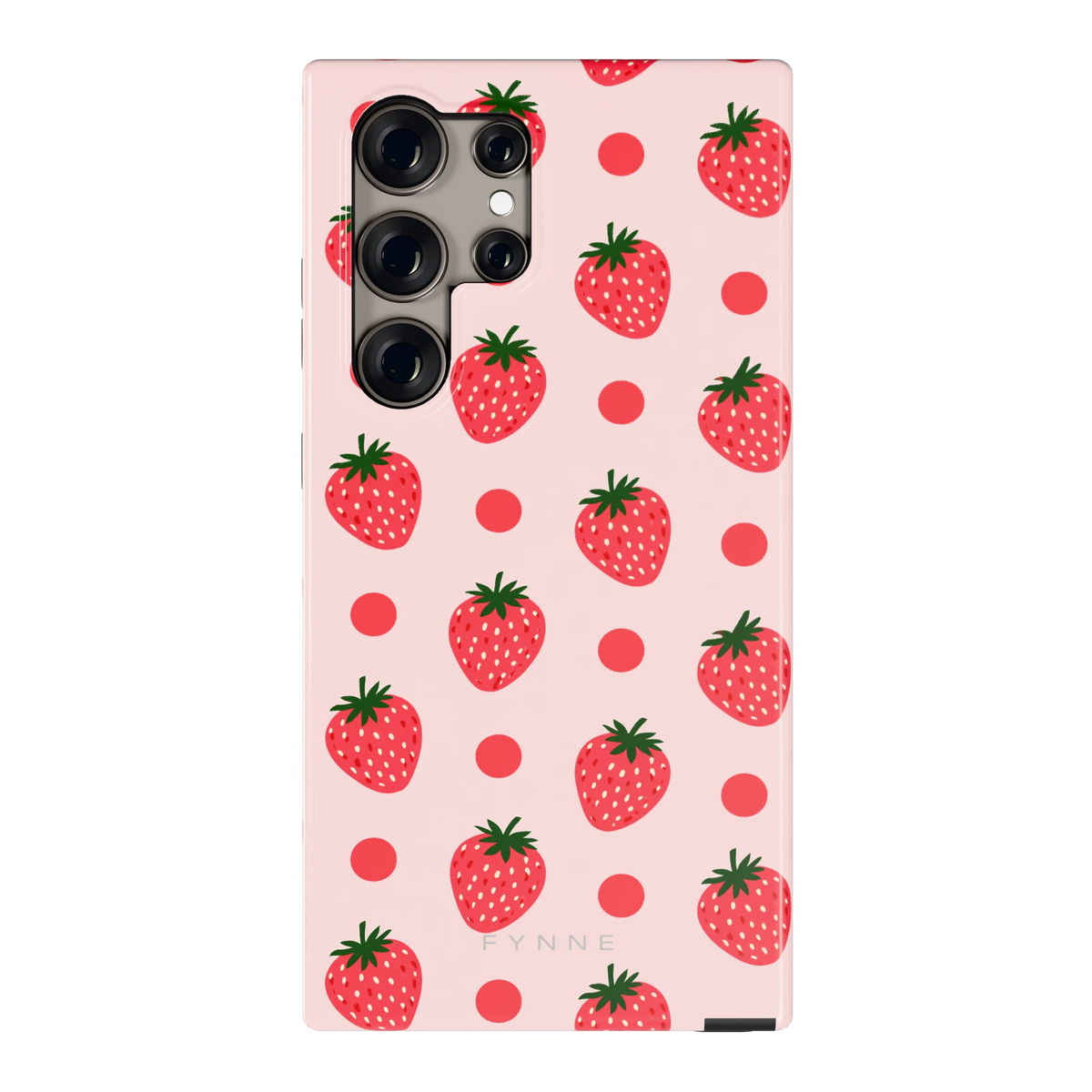 Aardbeien en Stippen hoesje voor Galaxy S24 Ultra, achterkant