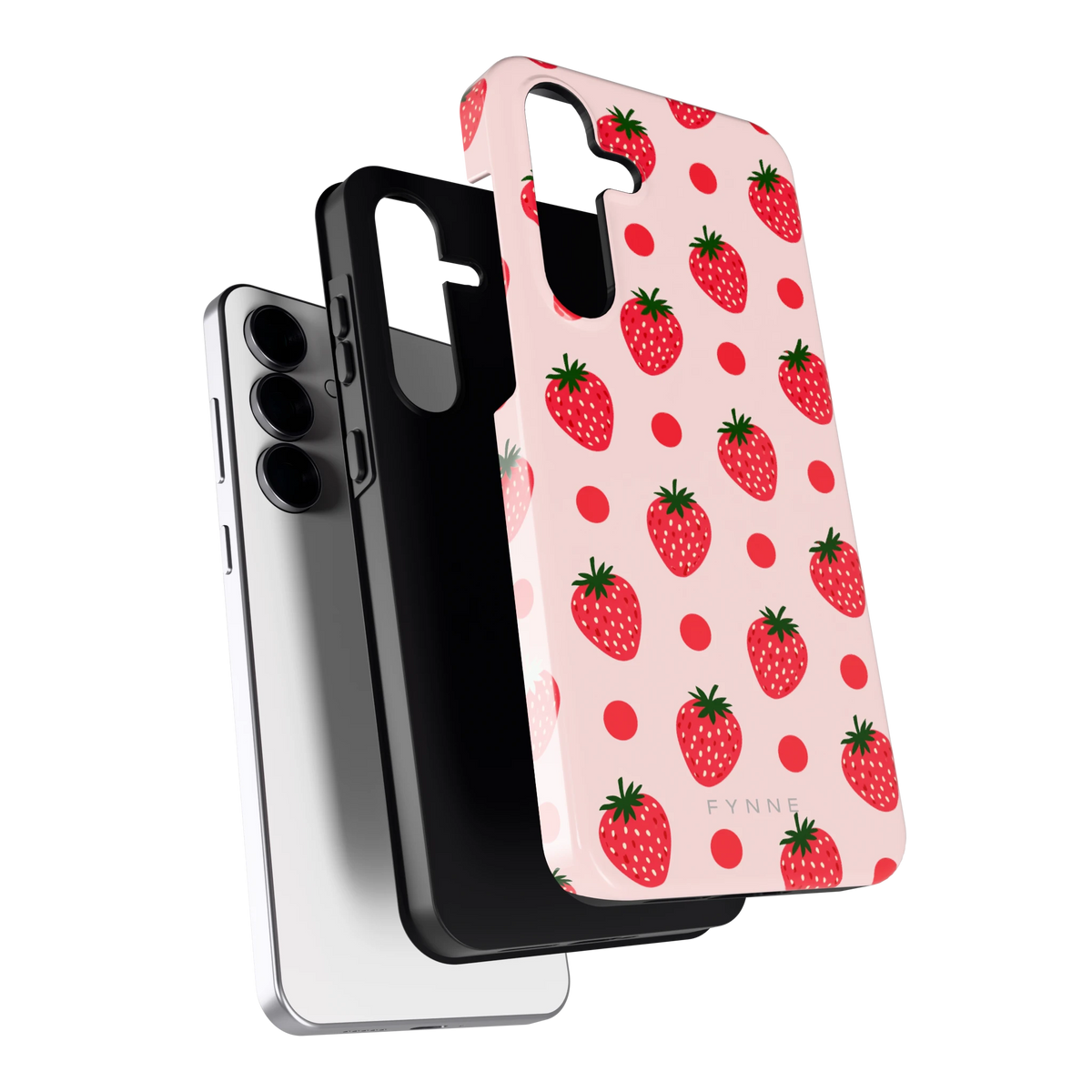 Aardbeien en Stippen hoesje voor Galaxy S25 FE, los van de telefoon