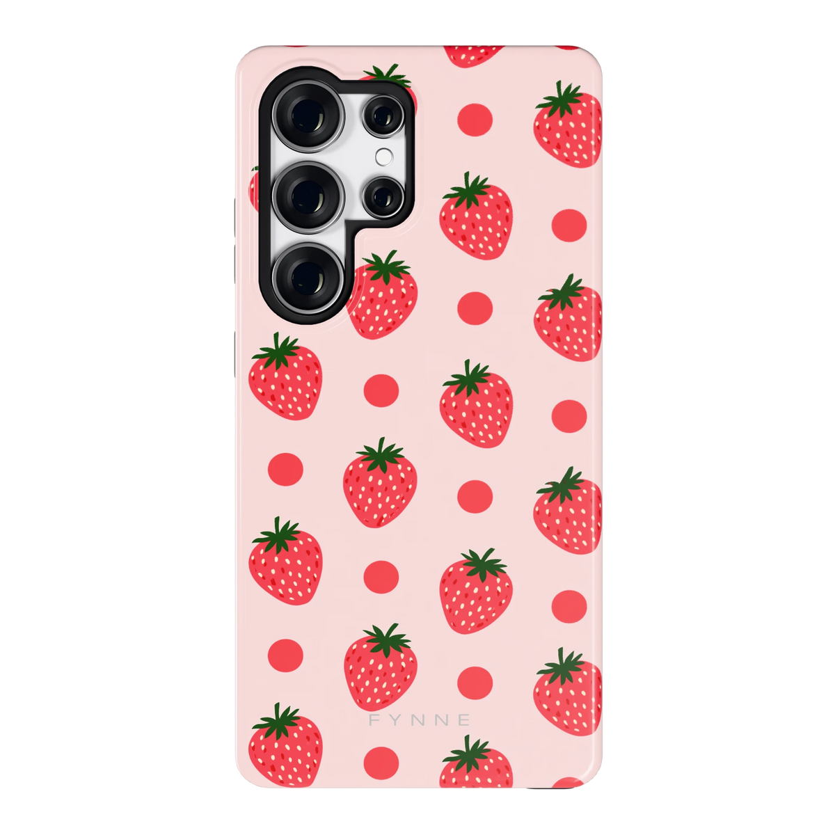 Aardbeien en Stippen hoesje voor Galaxy S25 Ultra, achterkant