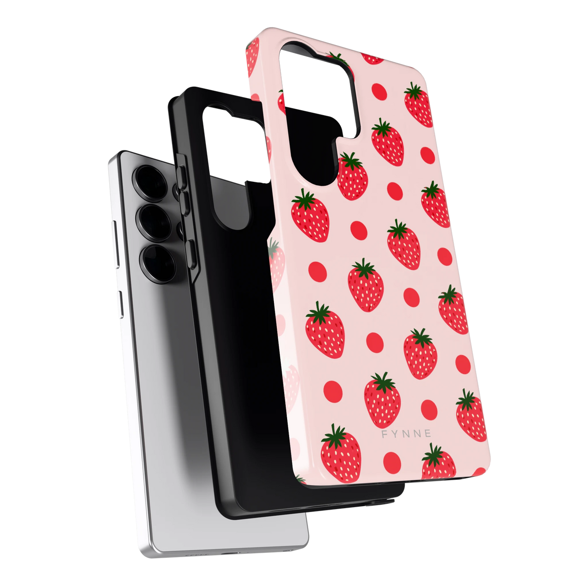 Aardbeien en Stippen hoesje voor Galaxy S25 Ultra, los van de telefoon