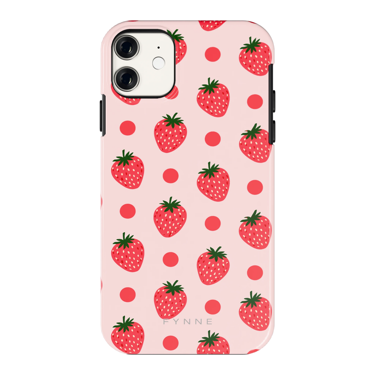 Aardbeien en Stippen hoesje voor iPhone 11, achterkant