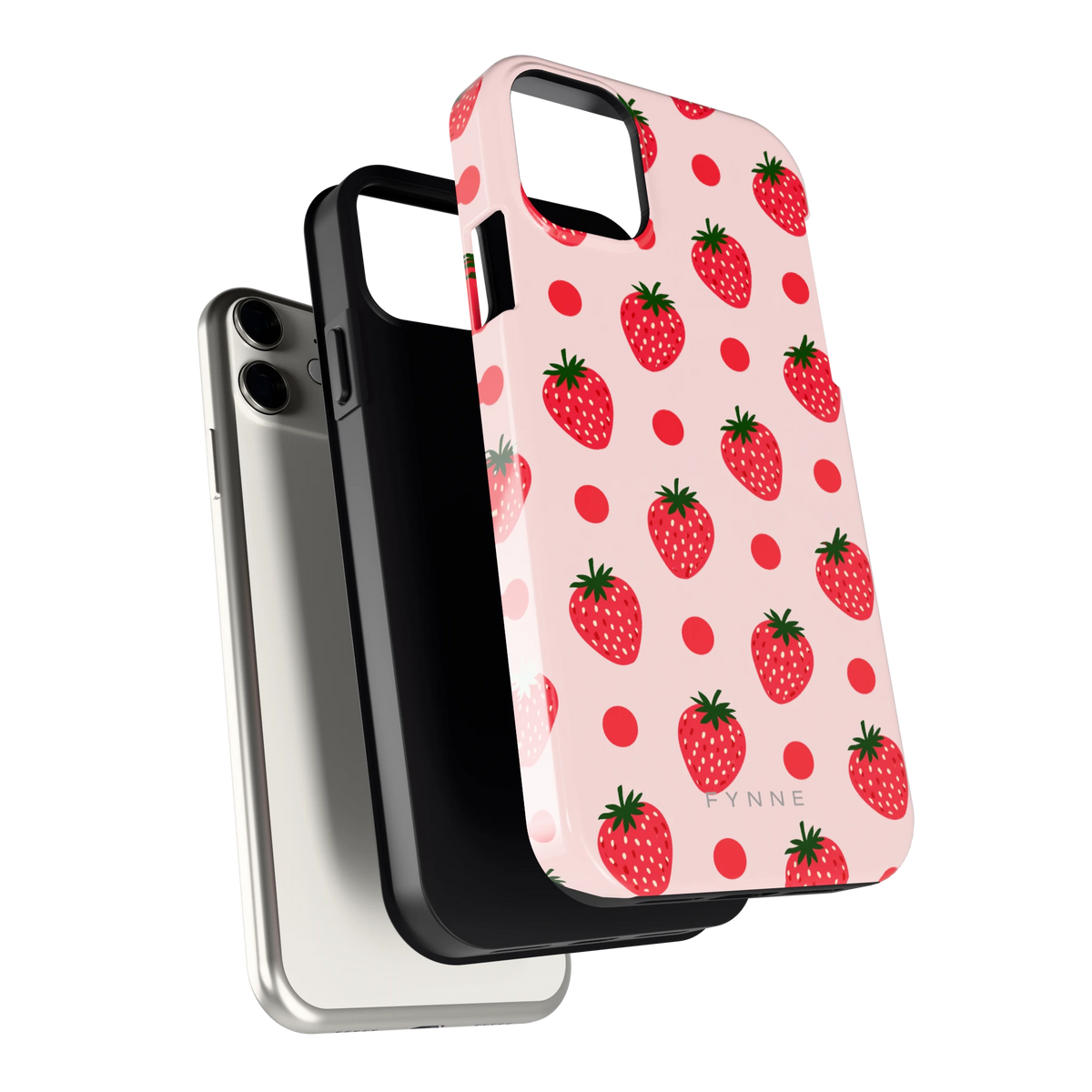 Aardbeien en Stippen hoesje voor iPhone 11, los van de telefoon