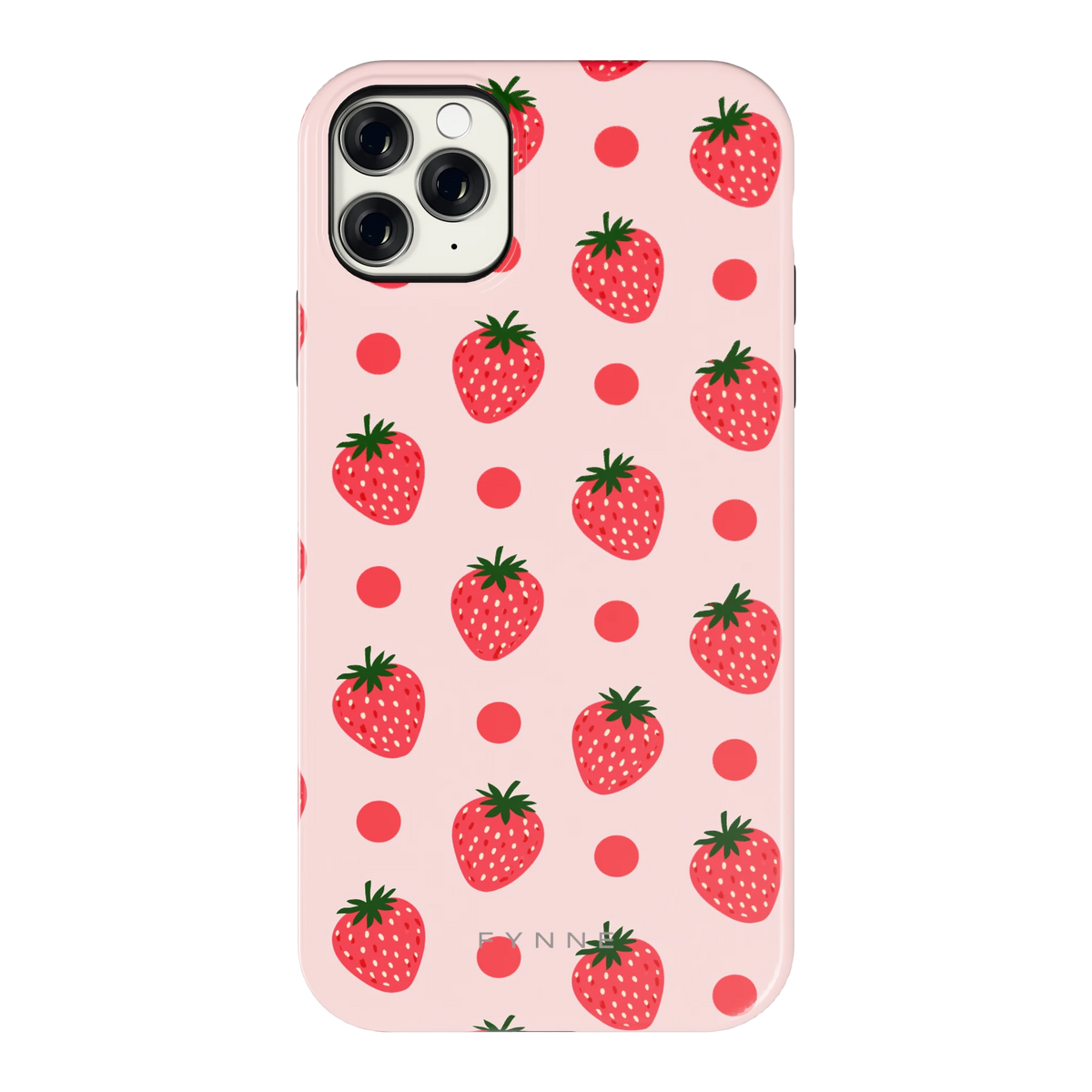 Aardbeien en Stippen hoesje voor iPhone 11 Pro Max, achterkant
