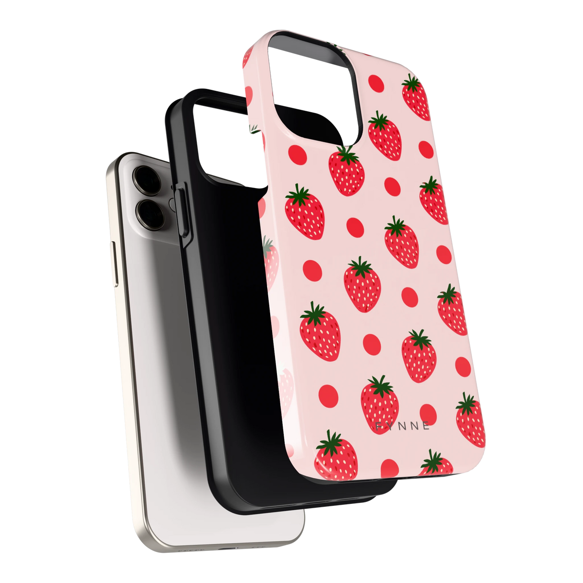 Aardbeien en Stippen hoesje voor iPhone 12, los van de telefoon