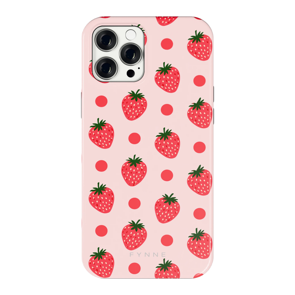 Aardbeien en Stippen hoesje voor iPhone 12 Pro Max, achterkant