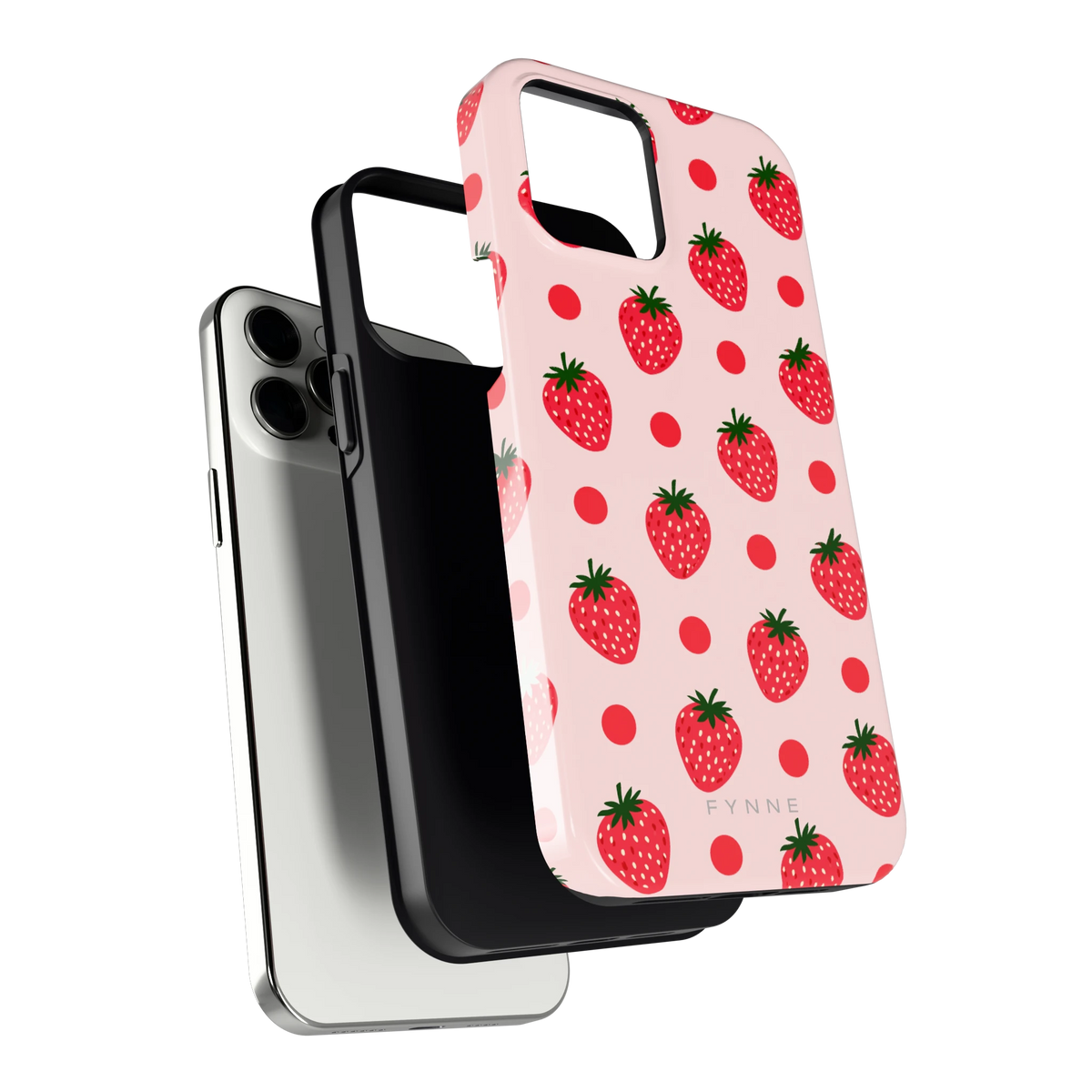 Aardbeien en Stippen hoesje voor iPhone 12 Pro Max, los van de telefoon