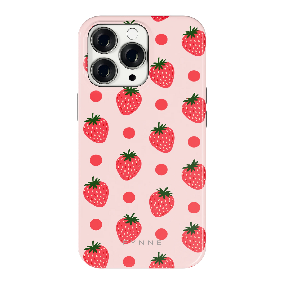 Aardbeien en Stippen hoesje voor iPhone 13 Pro, achterkant