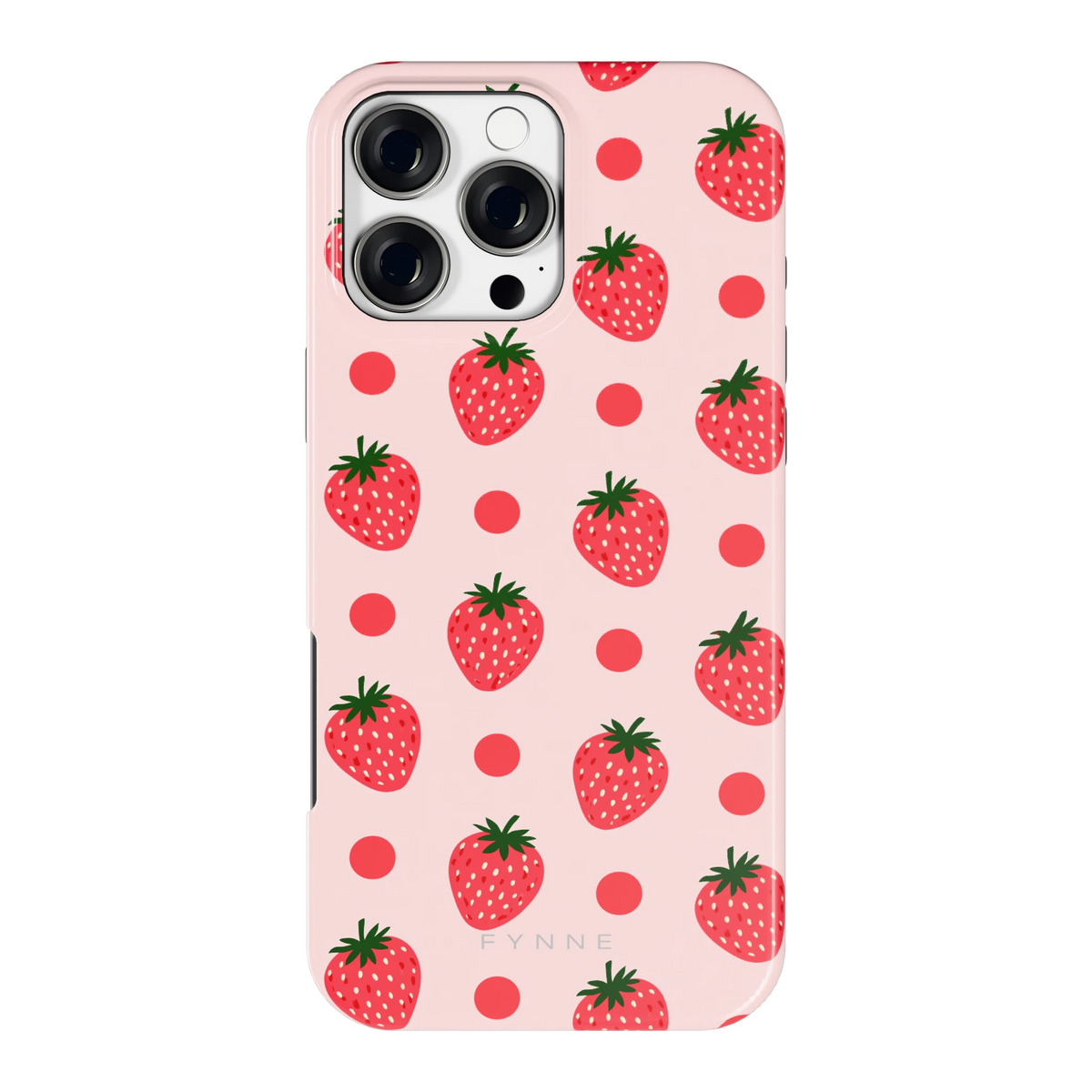 Aardbeien en Stippen hoesje voor iPhone 16 Pro Max, achterkant