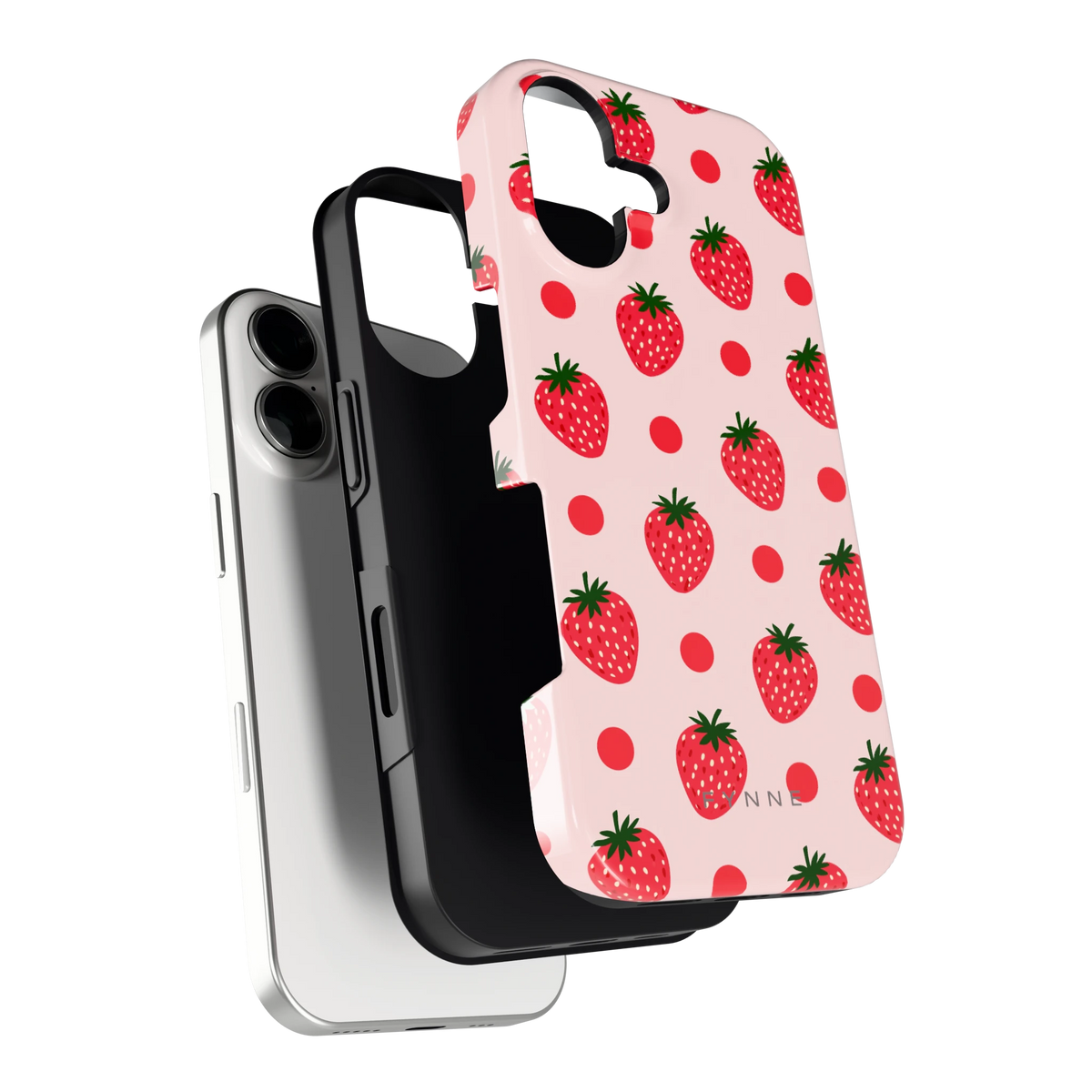Aardbeien en Stippen hoesje voor iPhone 17, los van de telefoon