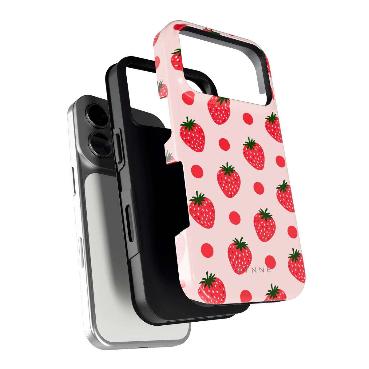 Aardbeien en Stippen hoesje voor iPhone 17 Pro, los van de telefoon