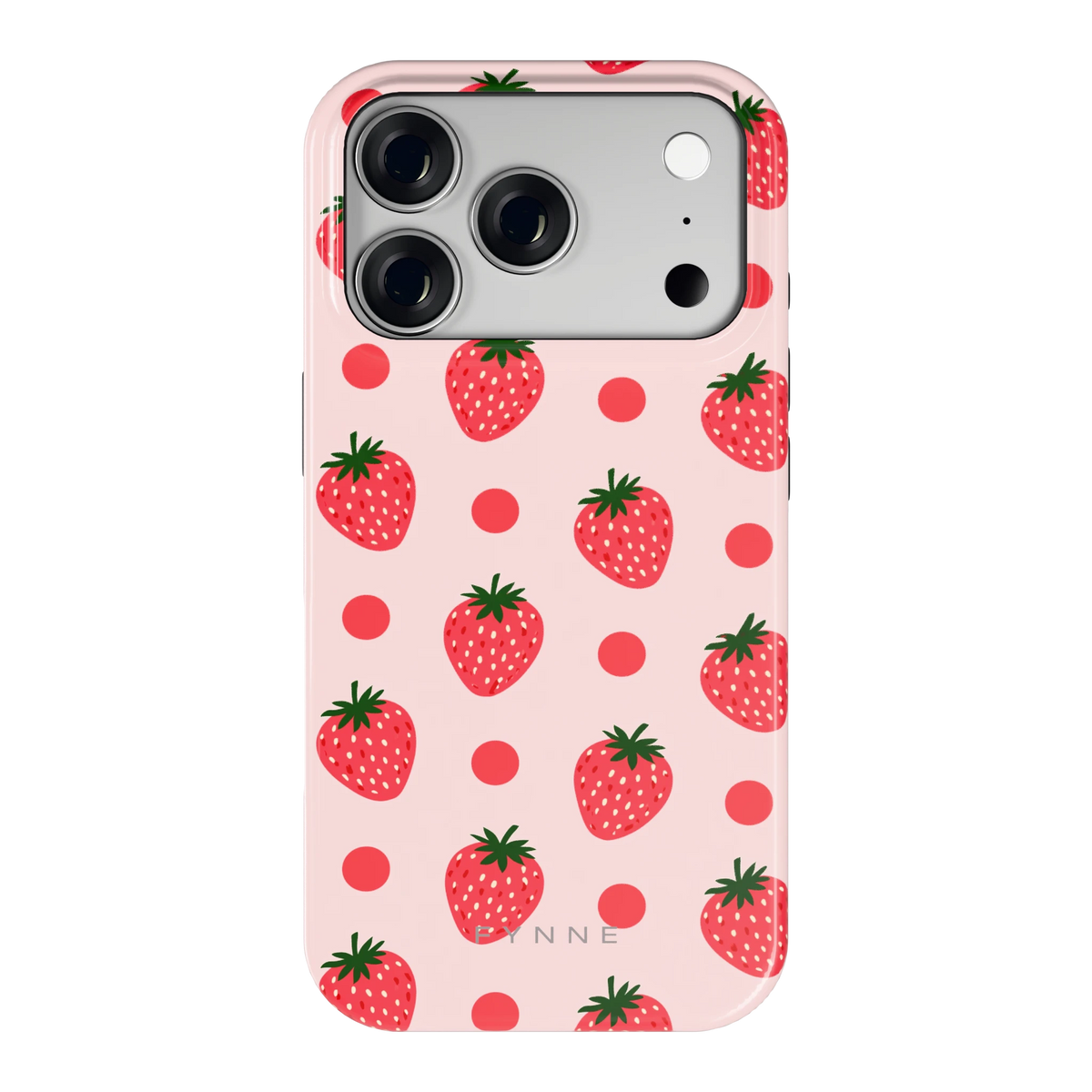 Aardbeien en Stippen hoesje voor iPhone 18 Pro, achterkant