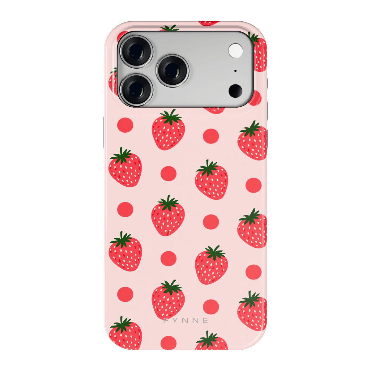 Aardbeien en Stippen hoesje voor iPhone 18 Pro Max, achterkant