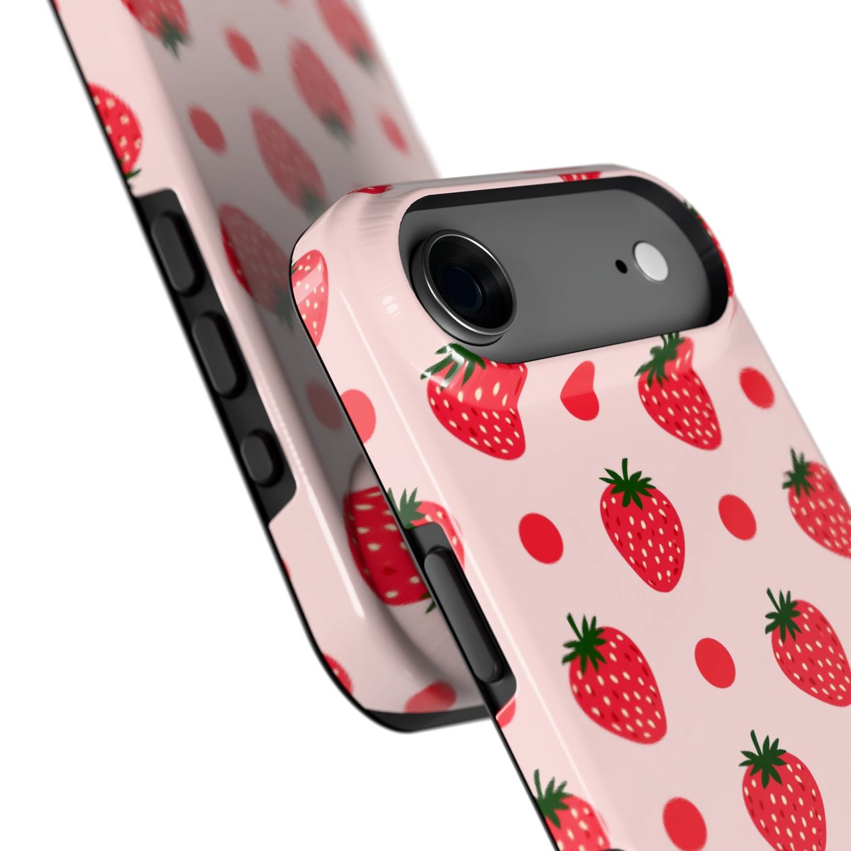 Aardbeien en Stippen hoesje voor iPhone Air, close-up