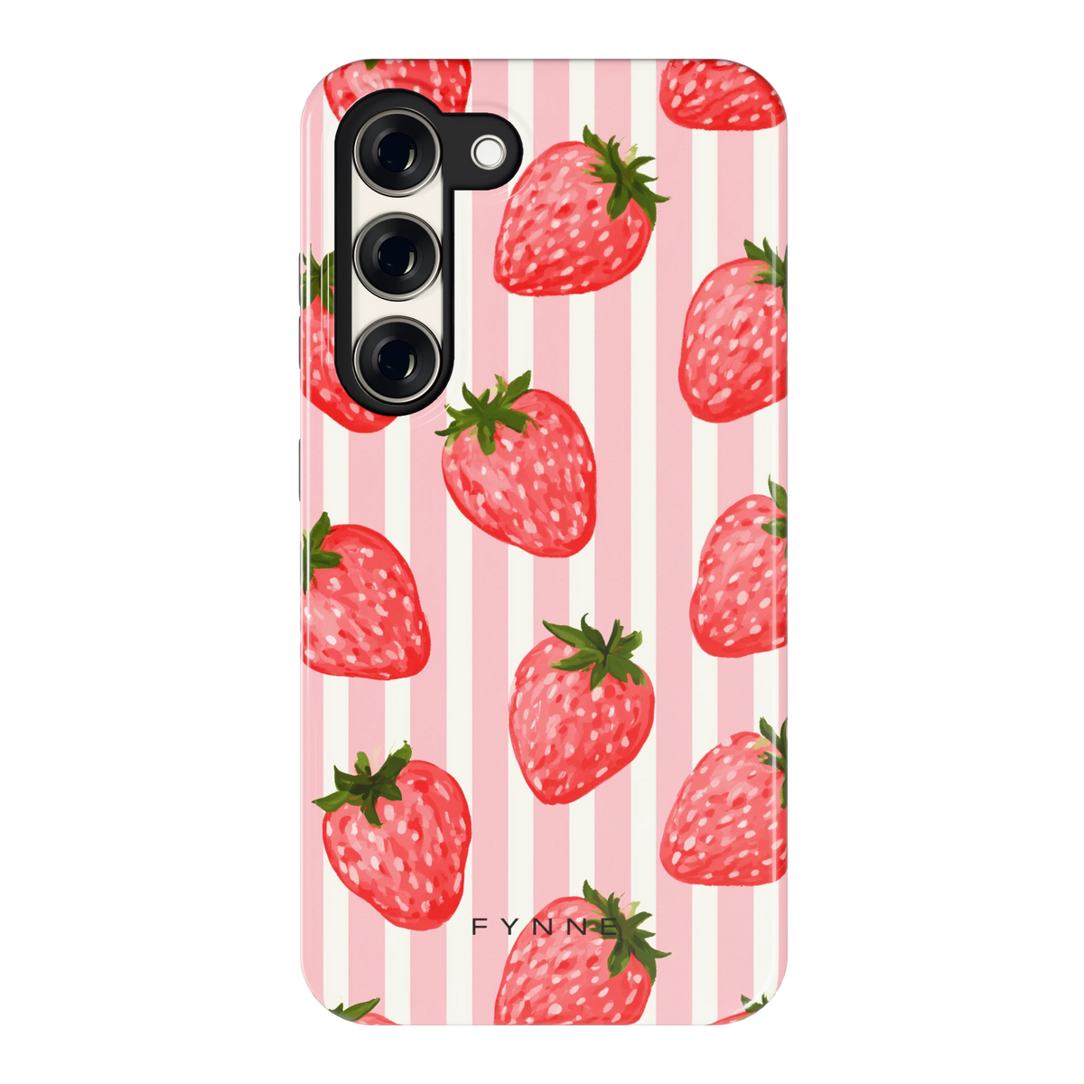 Aardbeienstrepen hoesje voor Galaxy S23, achterkant