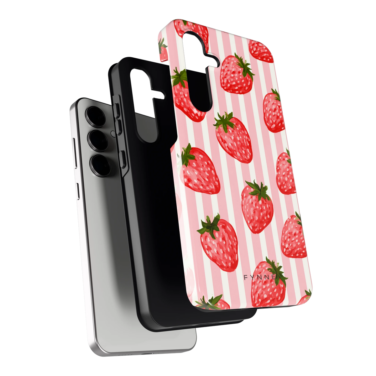 Aardbeienstrepen hoesje voor Galaxy S24 FE, los van de telefoon