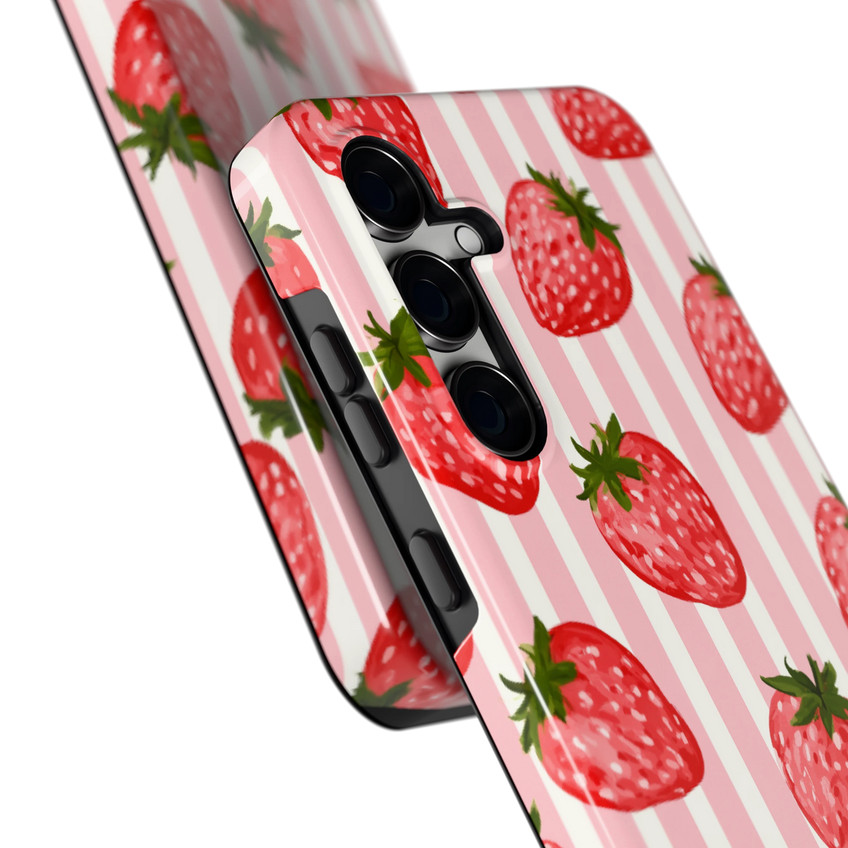 Aardbeienstrepen hoesje voor Galaxy S24 FE, close-up