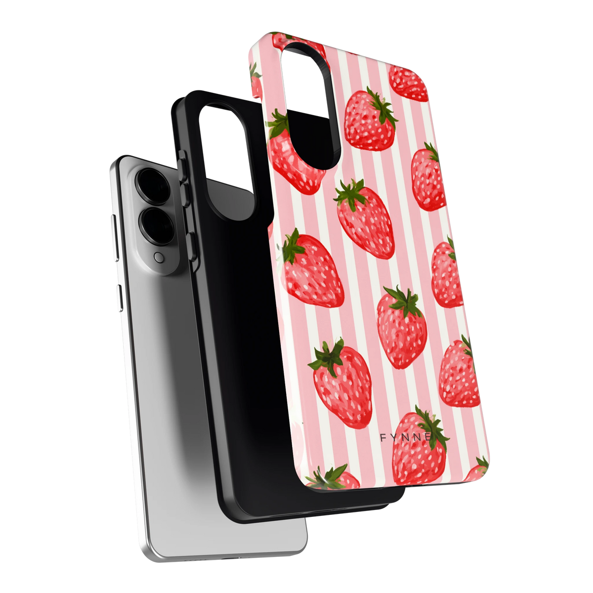 Aardbeienstrepen hoesje voor Galaxy S25 Edge, los van de telefoon