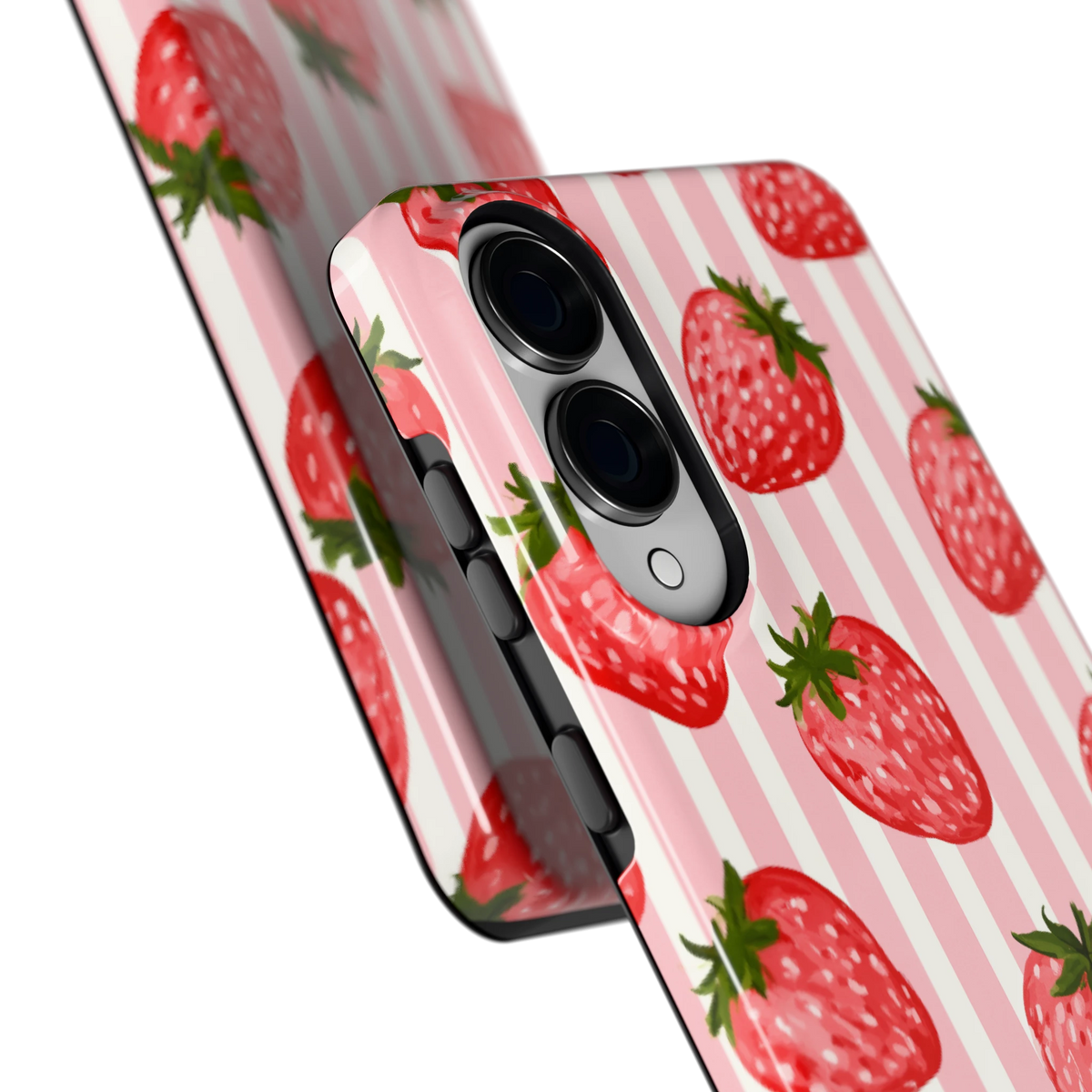 Aardbeienstrepen hoesje voor Galaxy S25 Edge, close-up