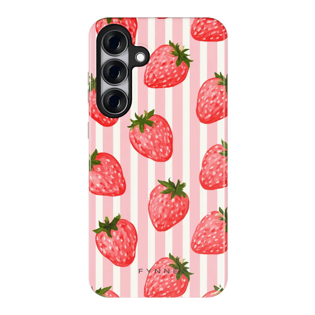 Aardbeienstrepen hoesje voor Galaxy S25+, achterkant