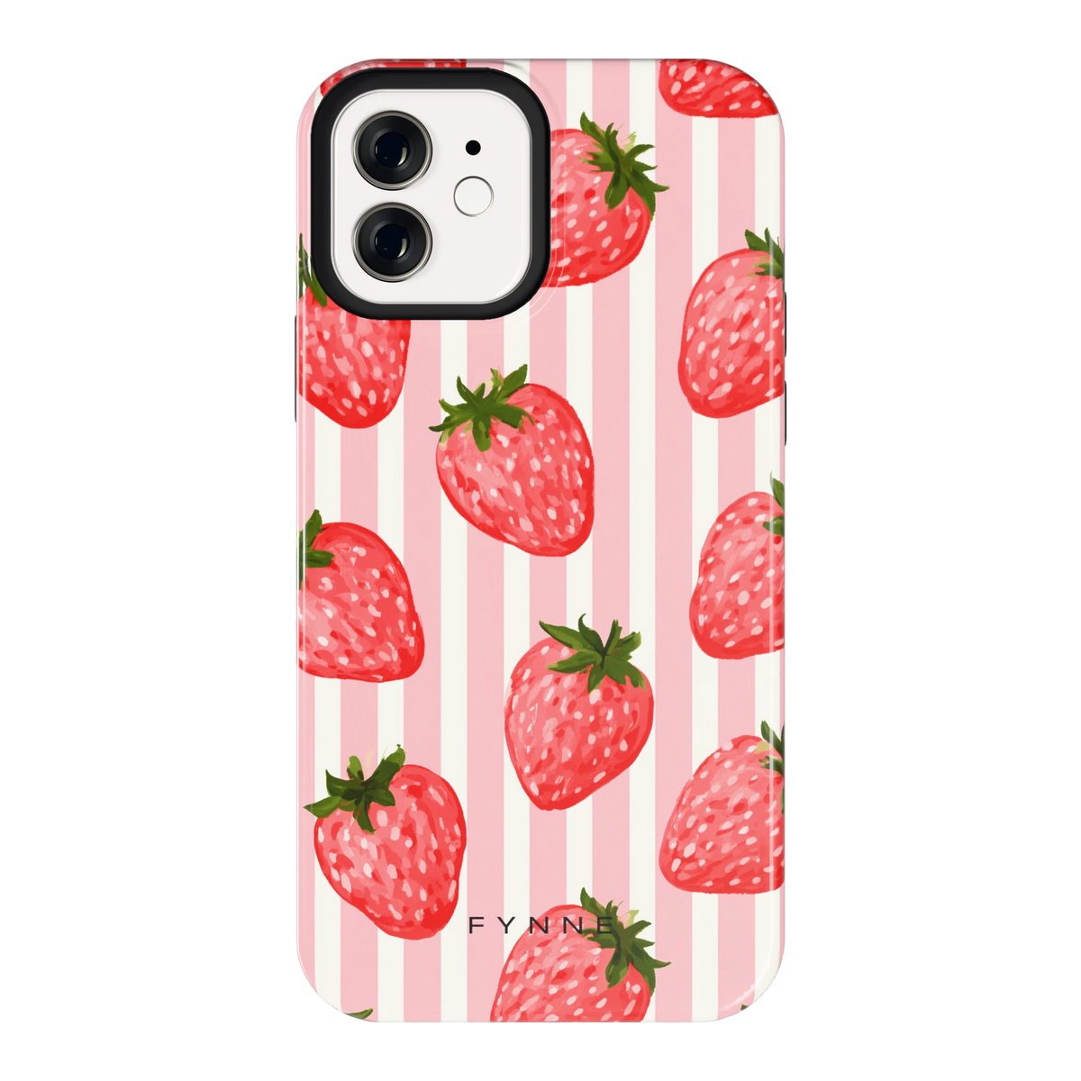 Aardbeienstrepen hoesje voor iPhone 12, achterkant