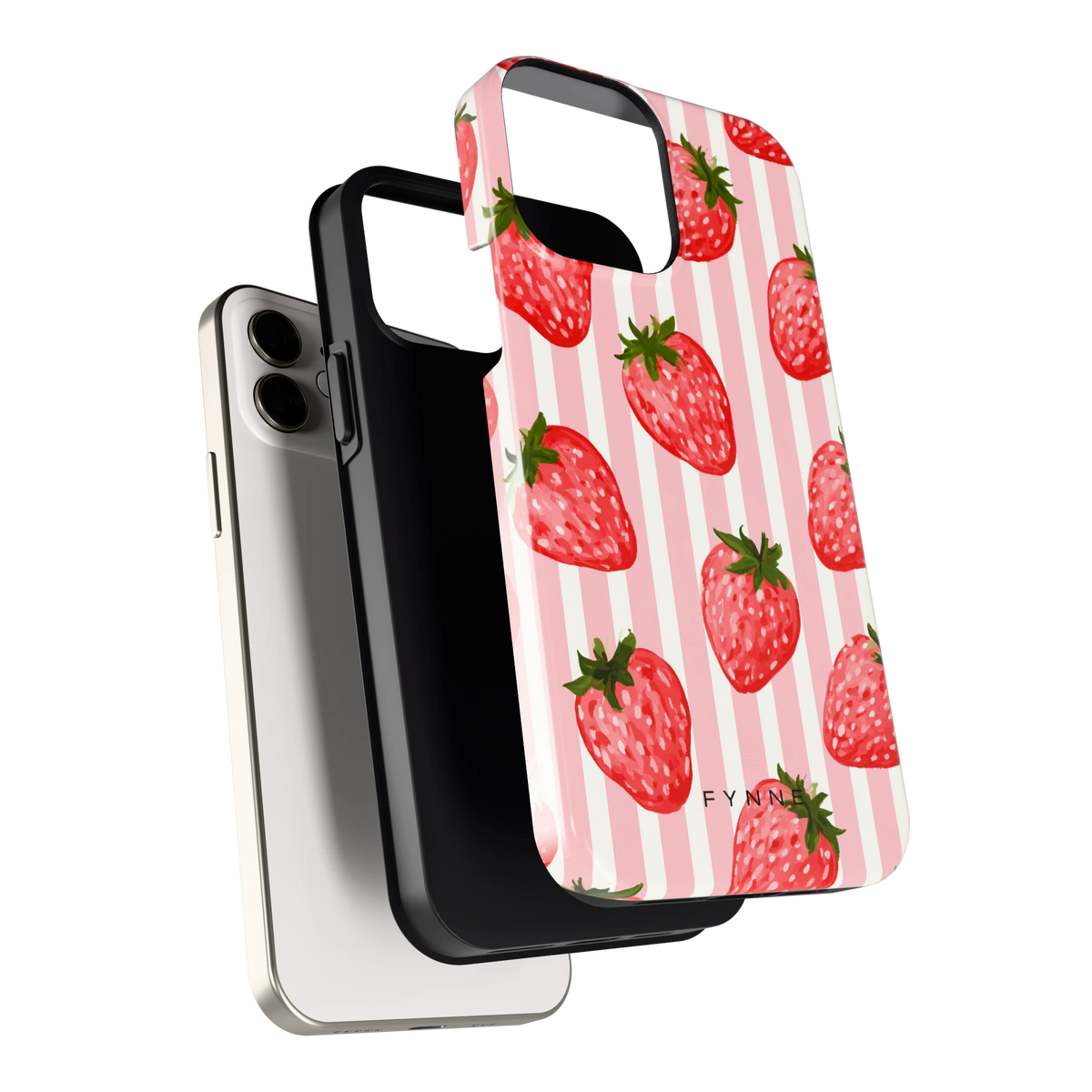 Aardbeienstrepen hoesje voor iPhone 12, los van de telefoon