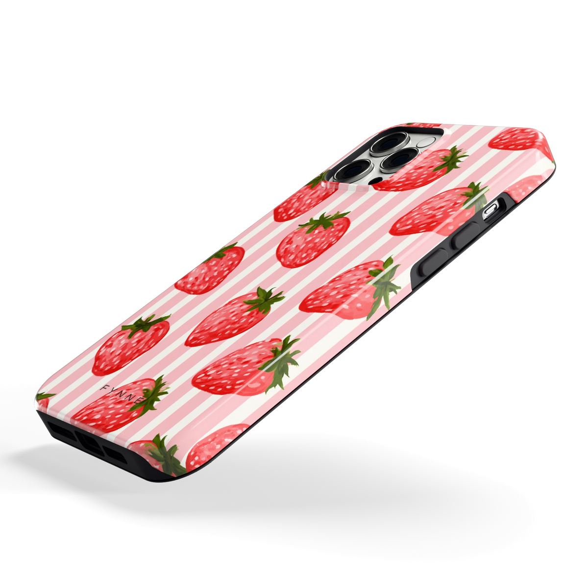 Aardbeienstrepen hoesje voor iPhone 12 Pro Max, schuin