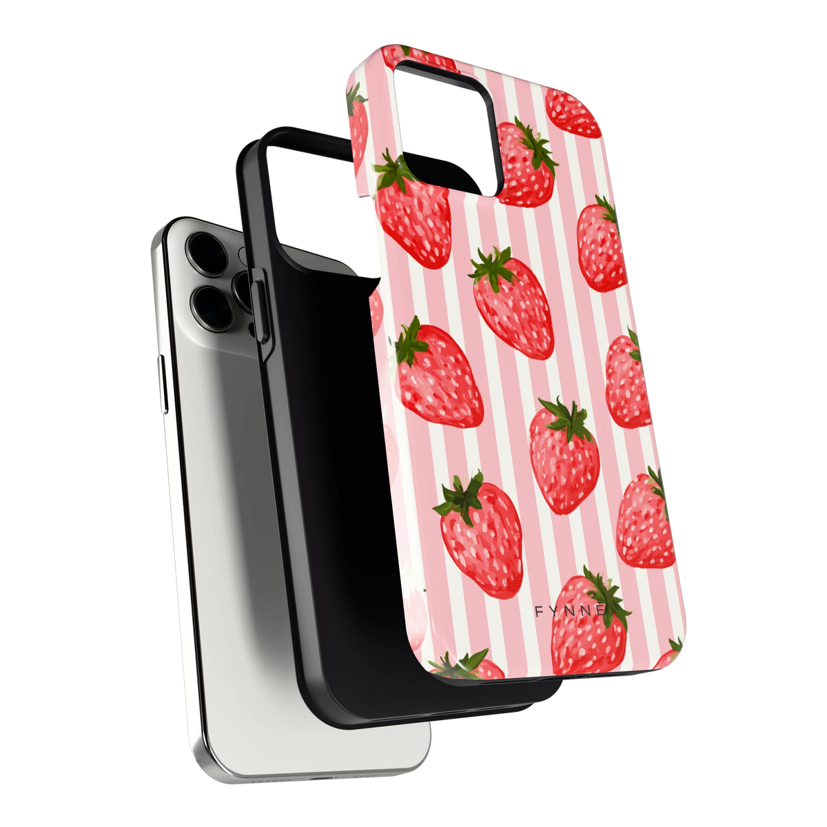 Aardbeienstrepen hoesje voor iPhone 12 Pro Max, los van de telefoon