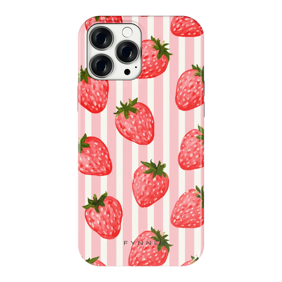 Aardbeienstrepen hoesje voor iPhone 13 Pro Max, achterkant