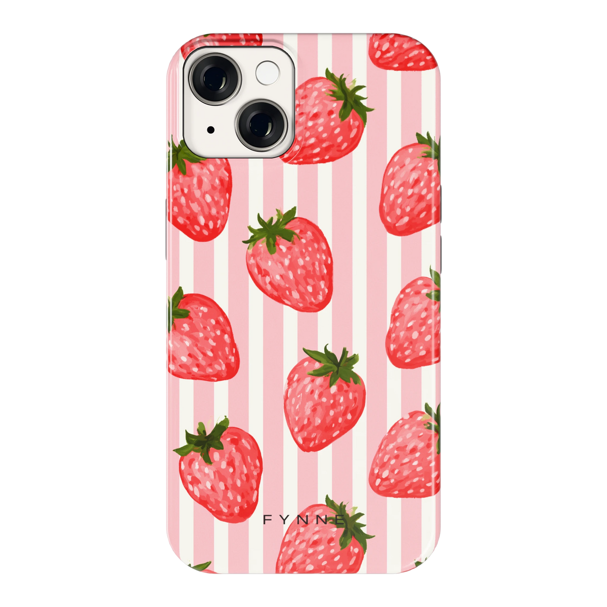 Aardbeienstrepen hoesje voor iPhone 14, achterkant