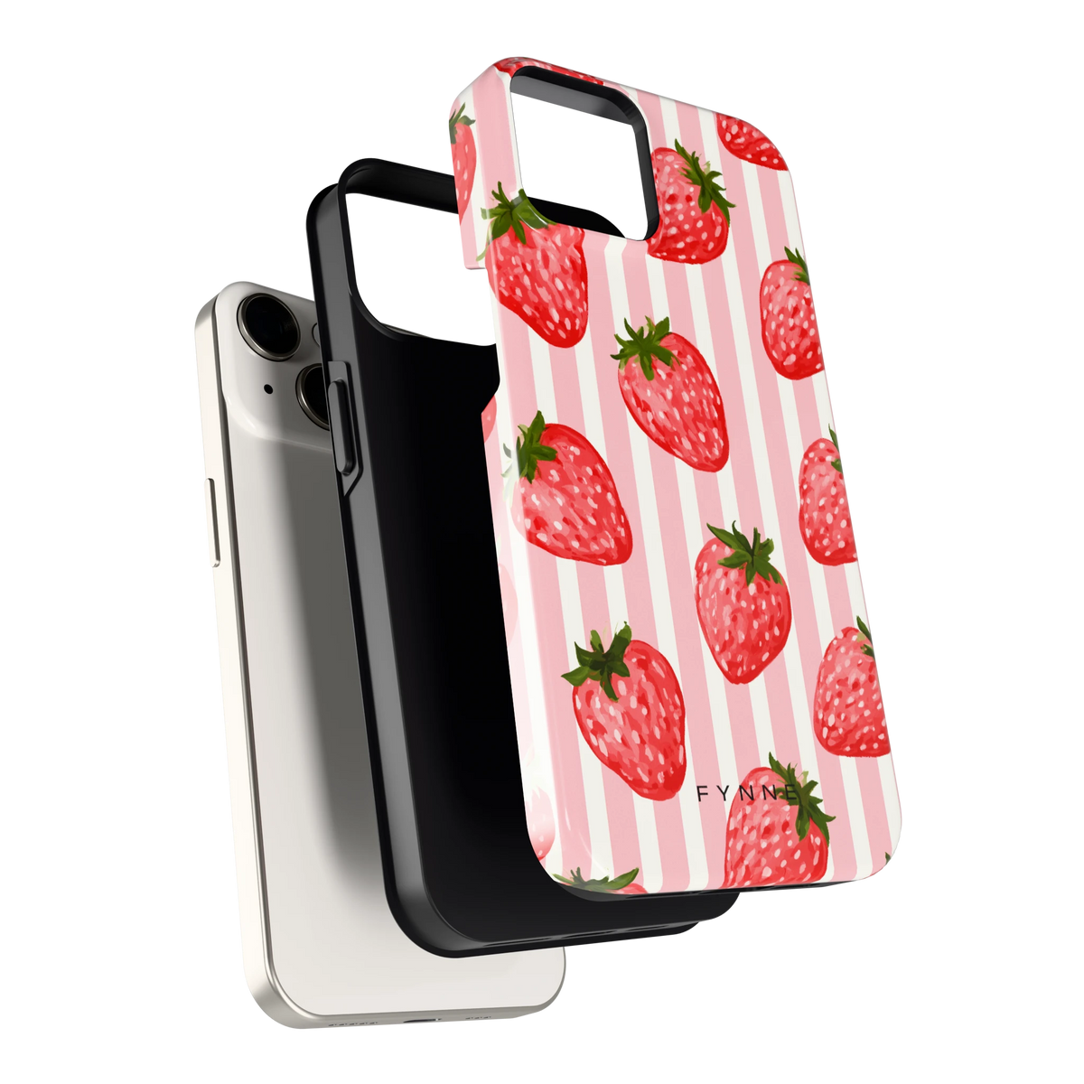 Aardbeienstrepen hoesje voor iPhone 14, los van de telefoon