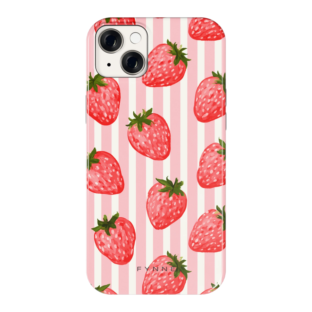 Aardbeienstrepen hoesje voor iPhone 14 Plus, achterkant