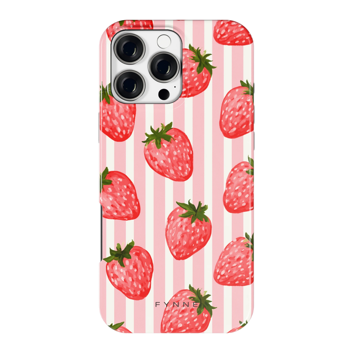 Aardbeienstrepen hoesje voor iPhone 16 Pro Max, achterkant