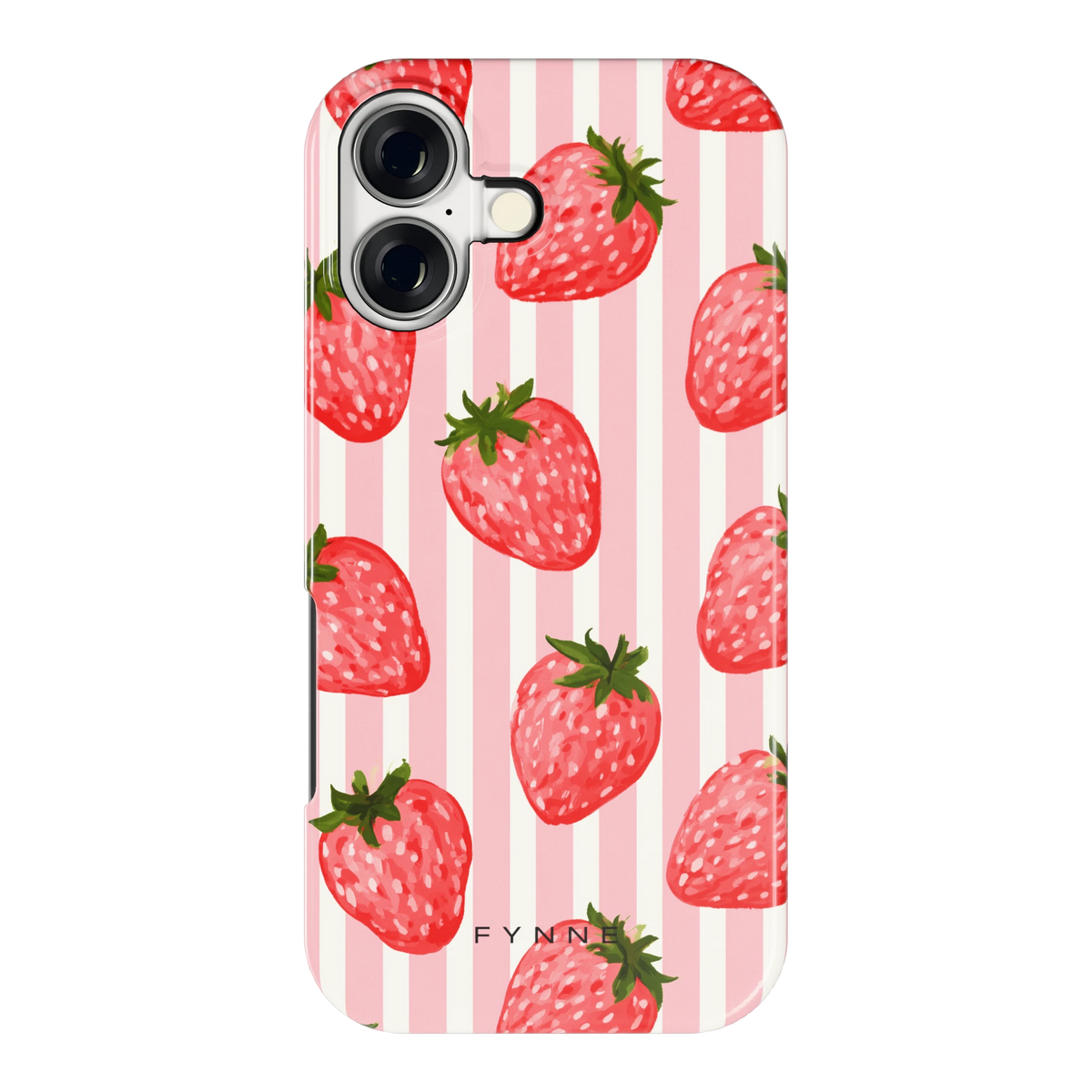 Aardbeienstrepen hoesje voor iPhone 17, achterkant