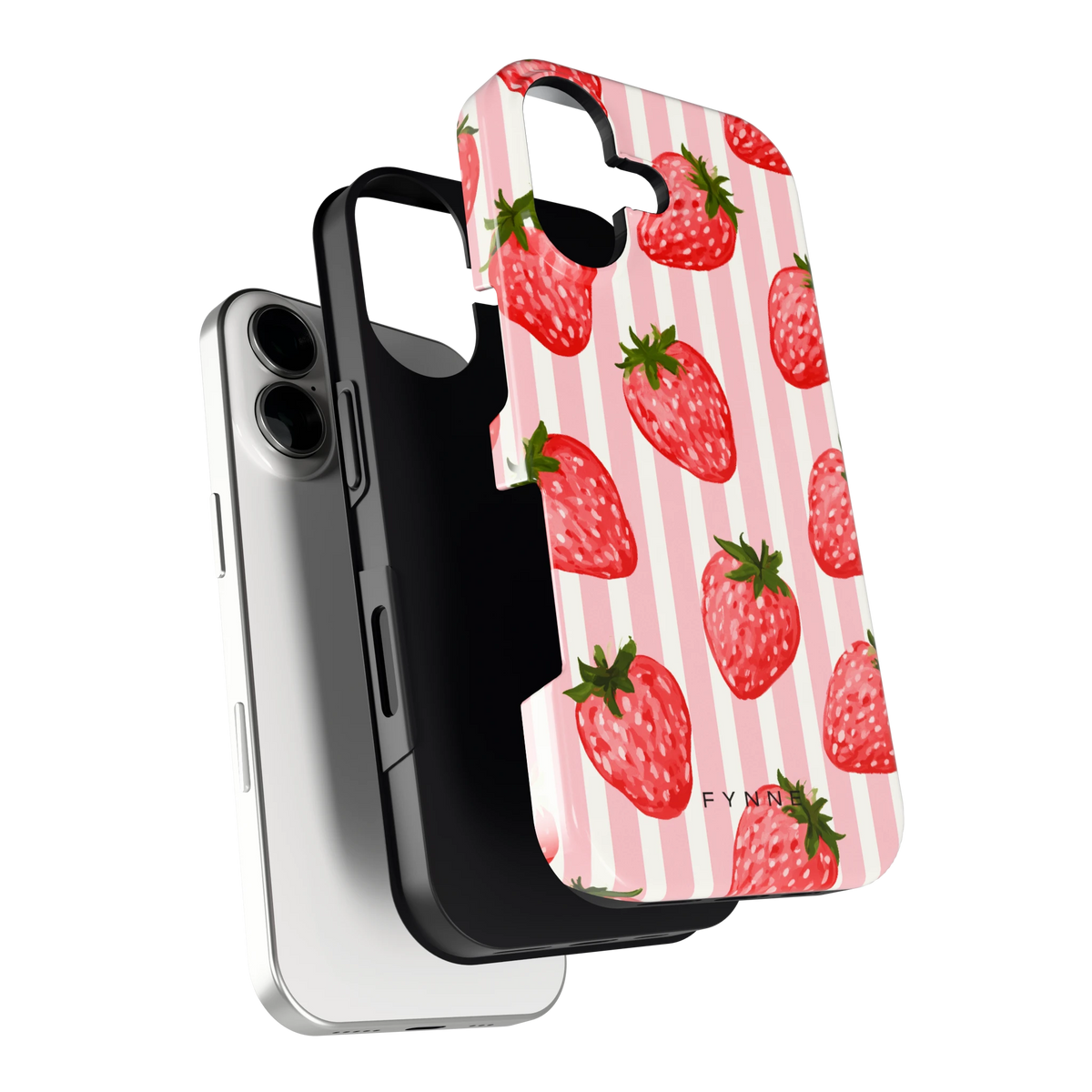 Aardbeienstrepen hoesje voor iPhone 17, los van de telefoon