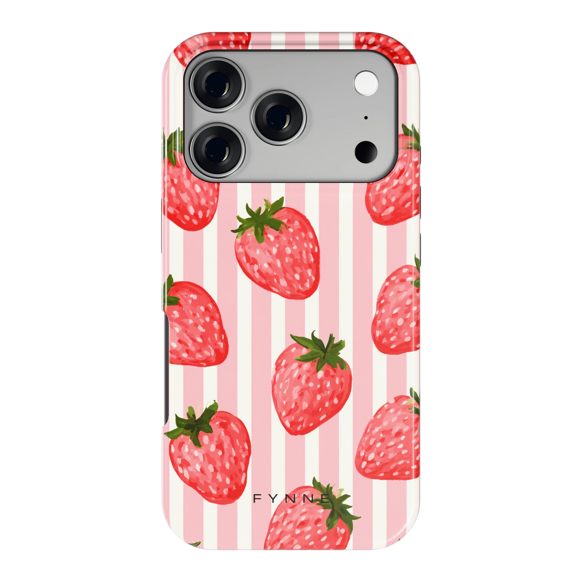 Aardbeienstrepen hoesje voor iPhone 17 Pro, achterkant