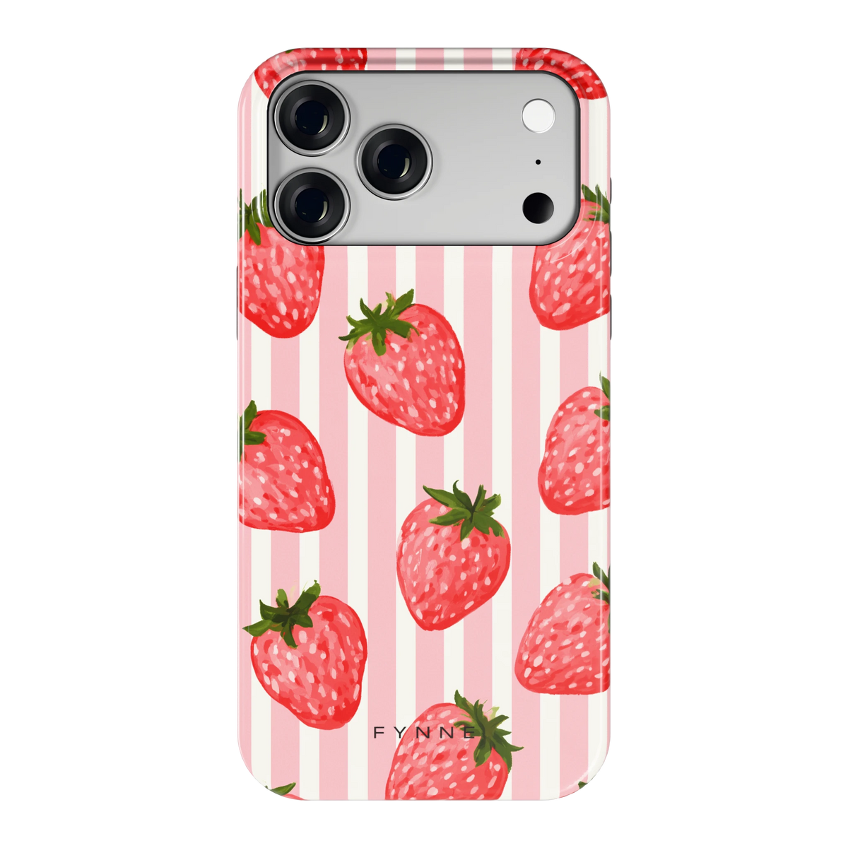 Aardbeienstrepen hoesje voor iPhone 18 Pro Max, achterkant