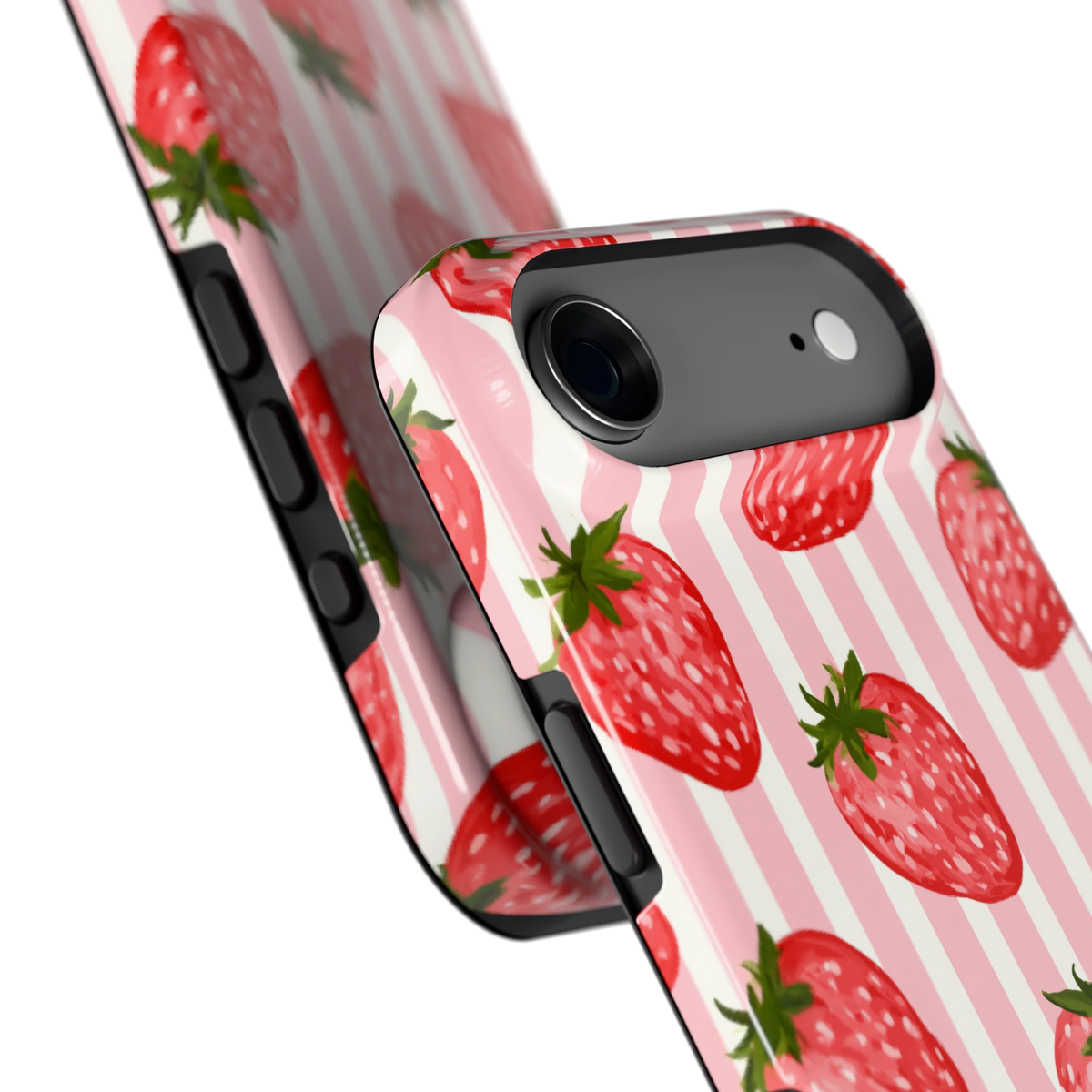Aardbeienstrepen hoesje voor iPhone Air, close-up