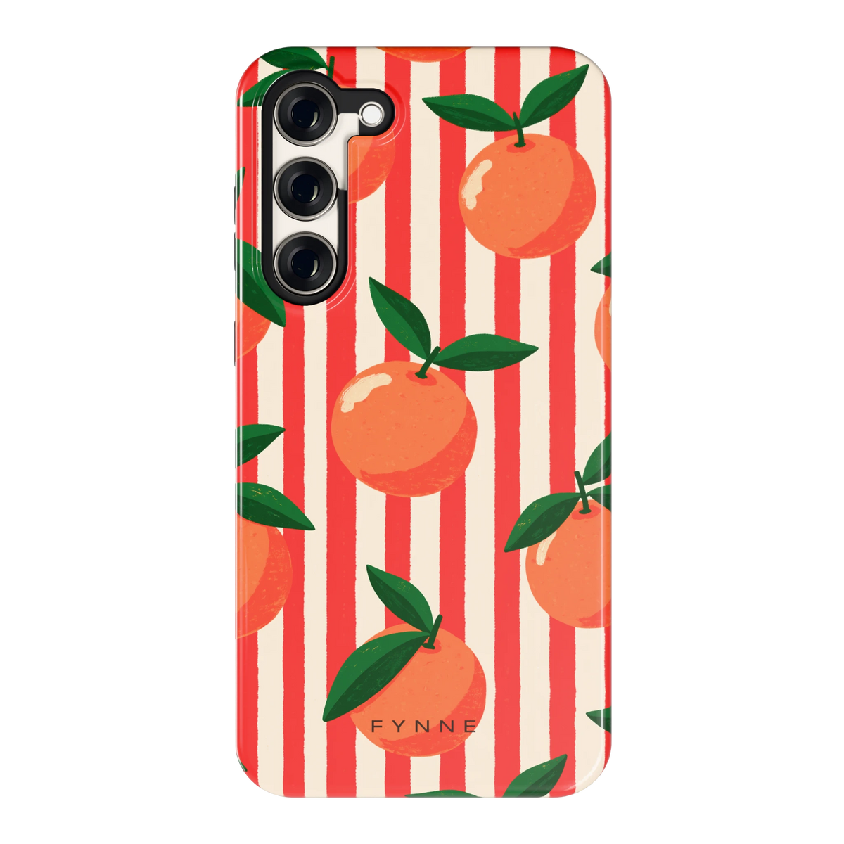 Gestreepte sinaasappels hoesje voor Galaxy S23+, achterkant