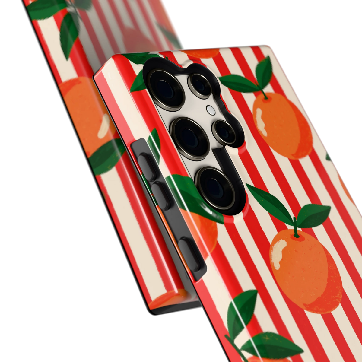 Gestreepte sinaasappels hoesje voor Galaxy S23 Ultra, close-up