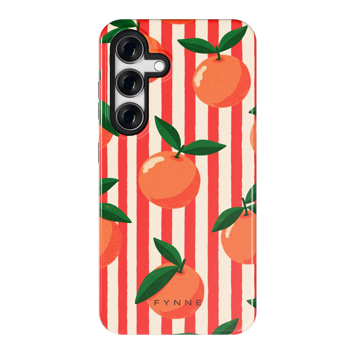 Gestreepte sinaasappels hoesje voor Galaxy S24, achterkant
