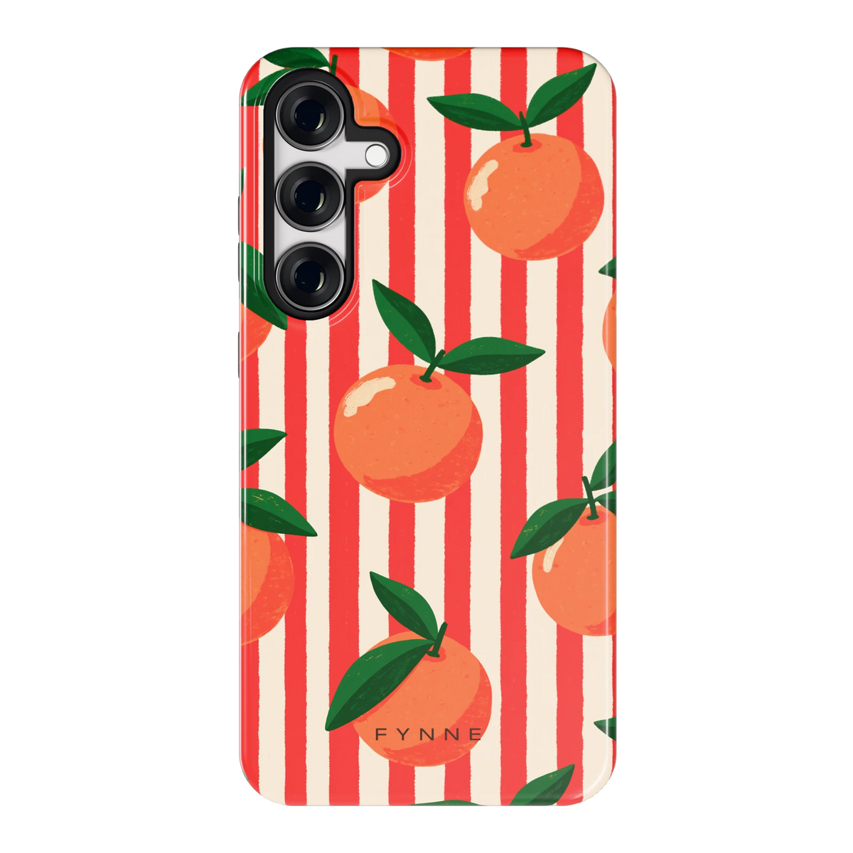 Gestreepte sinaasappels hoesje voor Galaxy S24+, achterkant