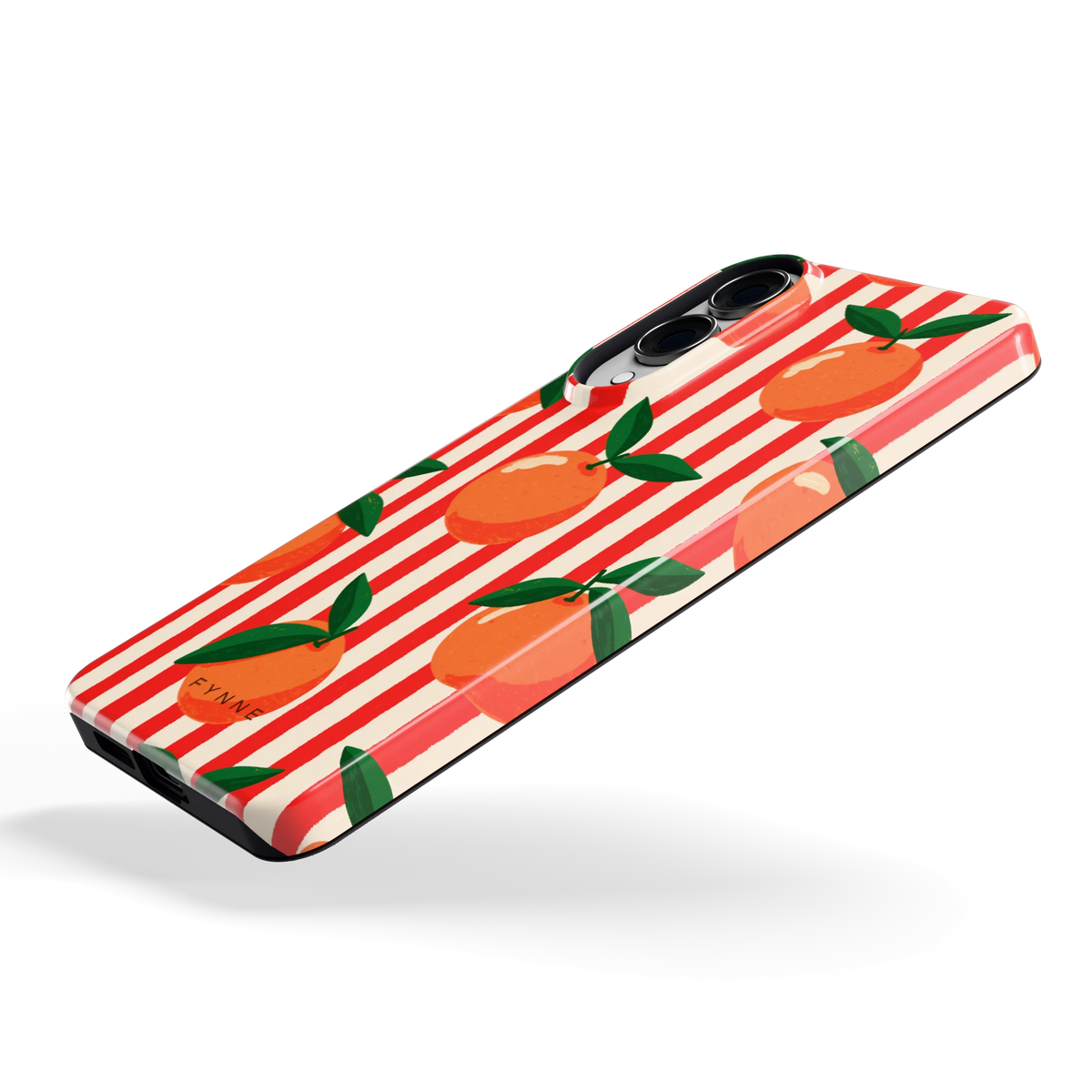 Gestreepte sinaasappels hoesje voor Galaxy S25 Edge, schuin