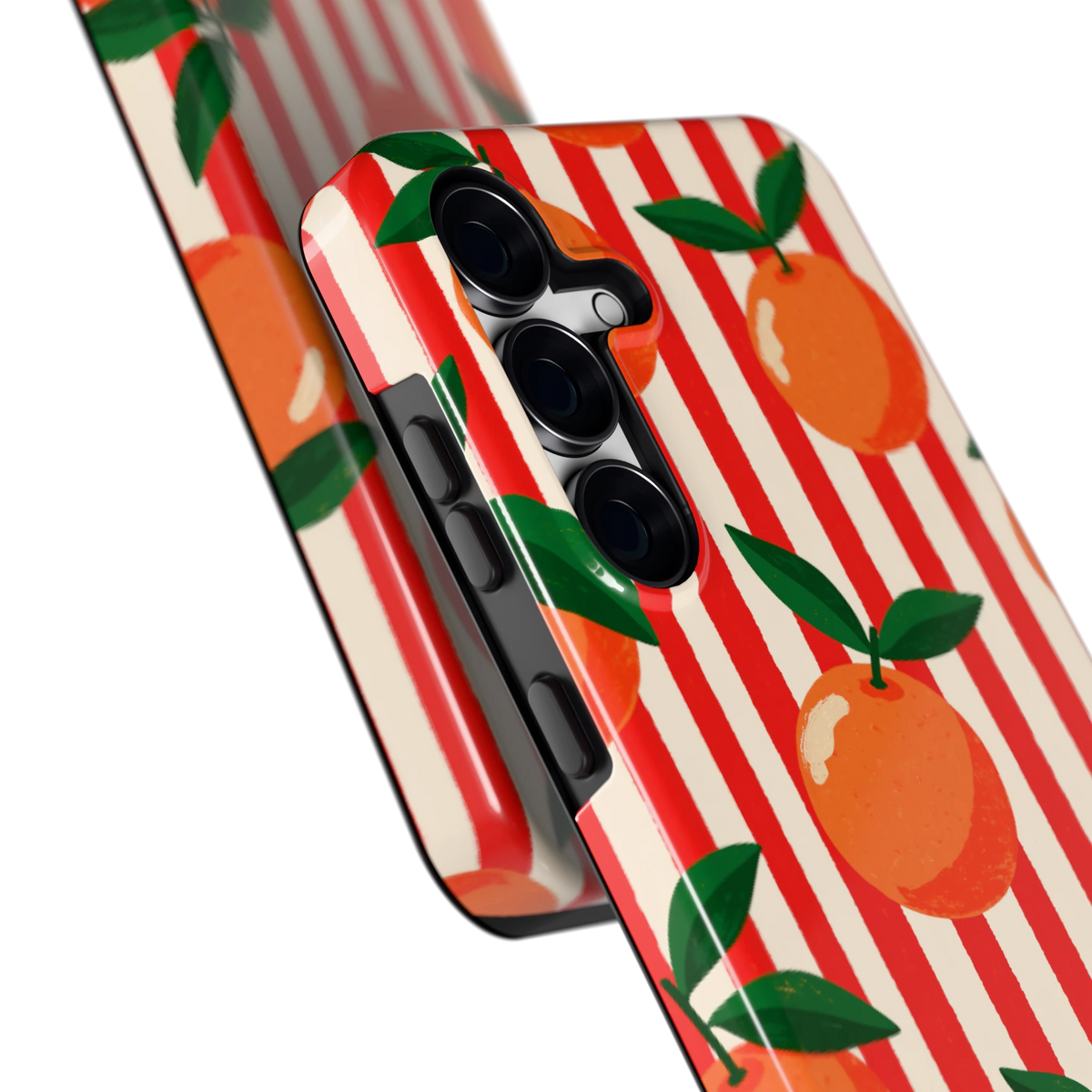 Gestreepte sinaasappels hoesje voor Galaxy S25 FE, close-up