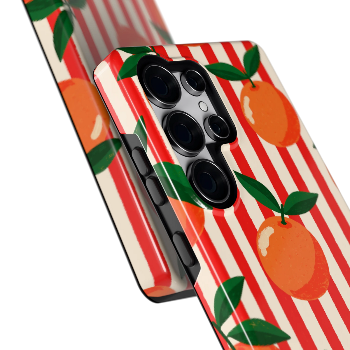 Gestreepte sinaasappels hoesje voor Galaxy S25 Ultra, close-up